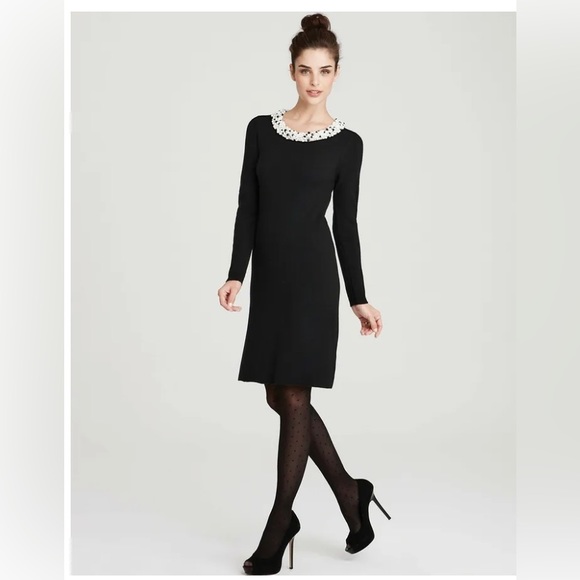 Milly Dresses & Skirts - MILLY Women's Black Knit Pearl Trim Dress sz M